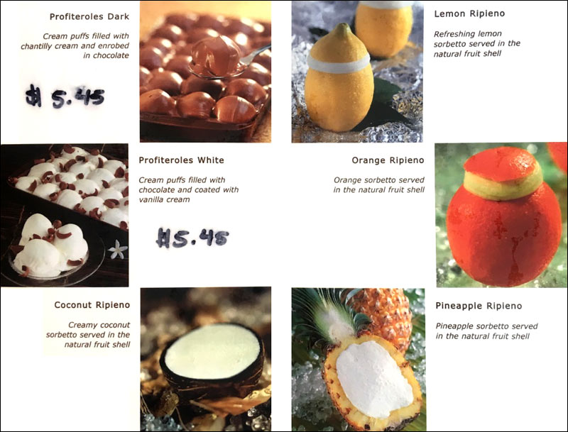 La Strada Cafe Dessert Menu